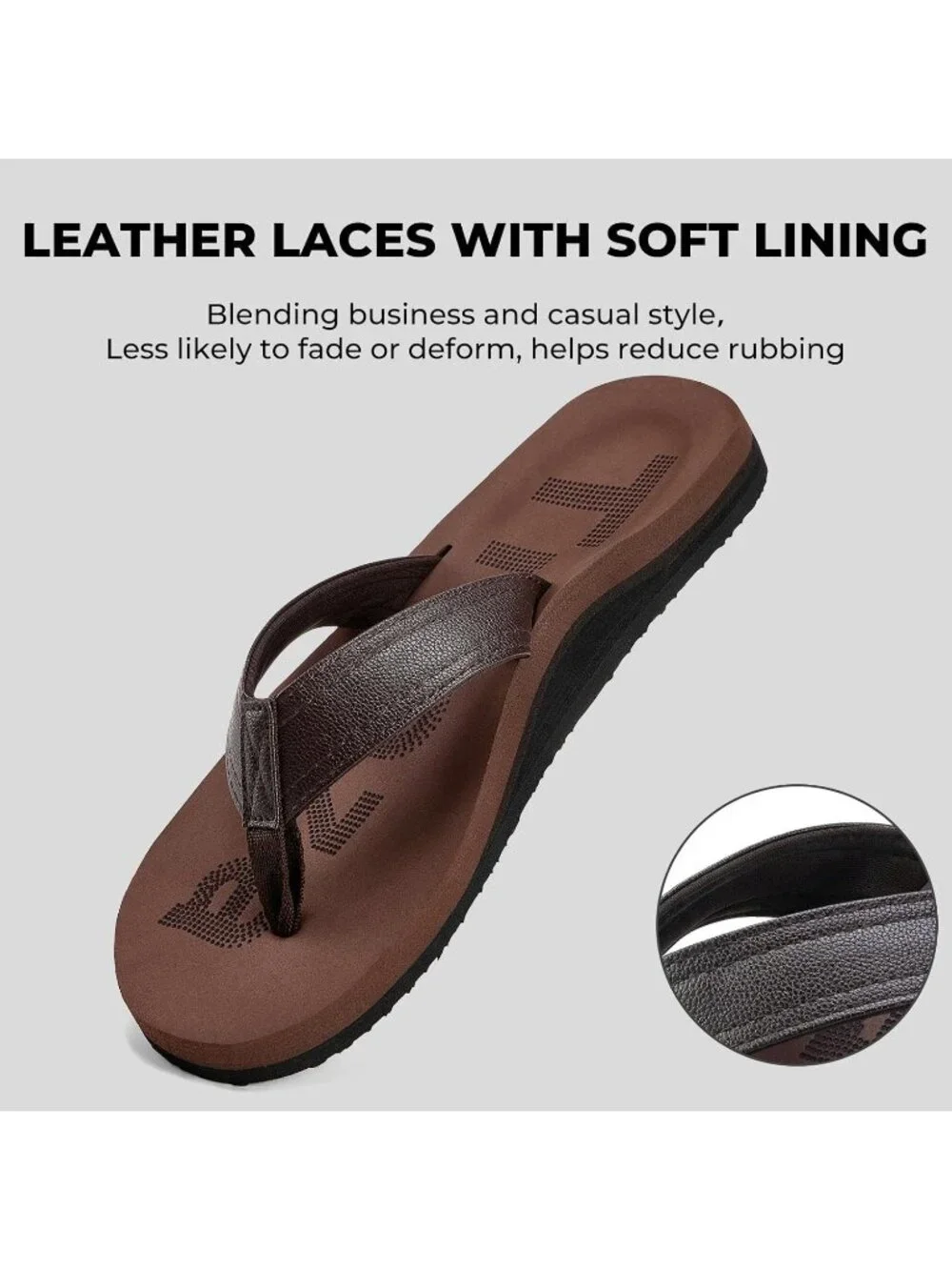 Men's Coffee Brown Flip Flops With Arch Support Summer Outdoor Beach Sandals
